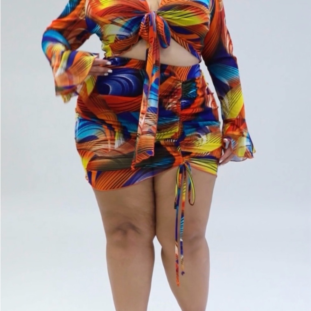 Vibrant Multicolor Tie-Front Dress